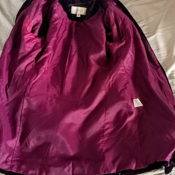 Vintage Cache Merlot Crushed Velvet Belted Jacket - Picture 4 of 6